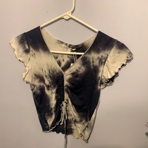 V-neck drawstring crop top
